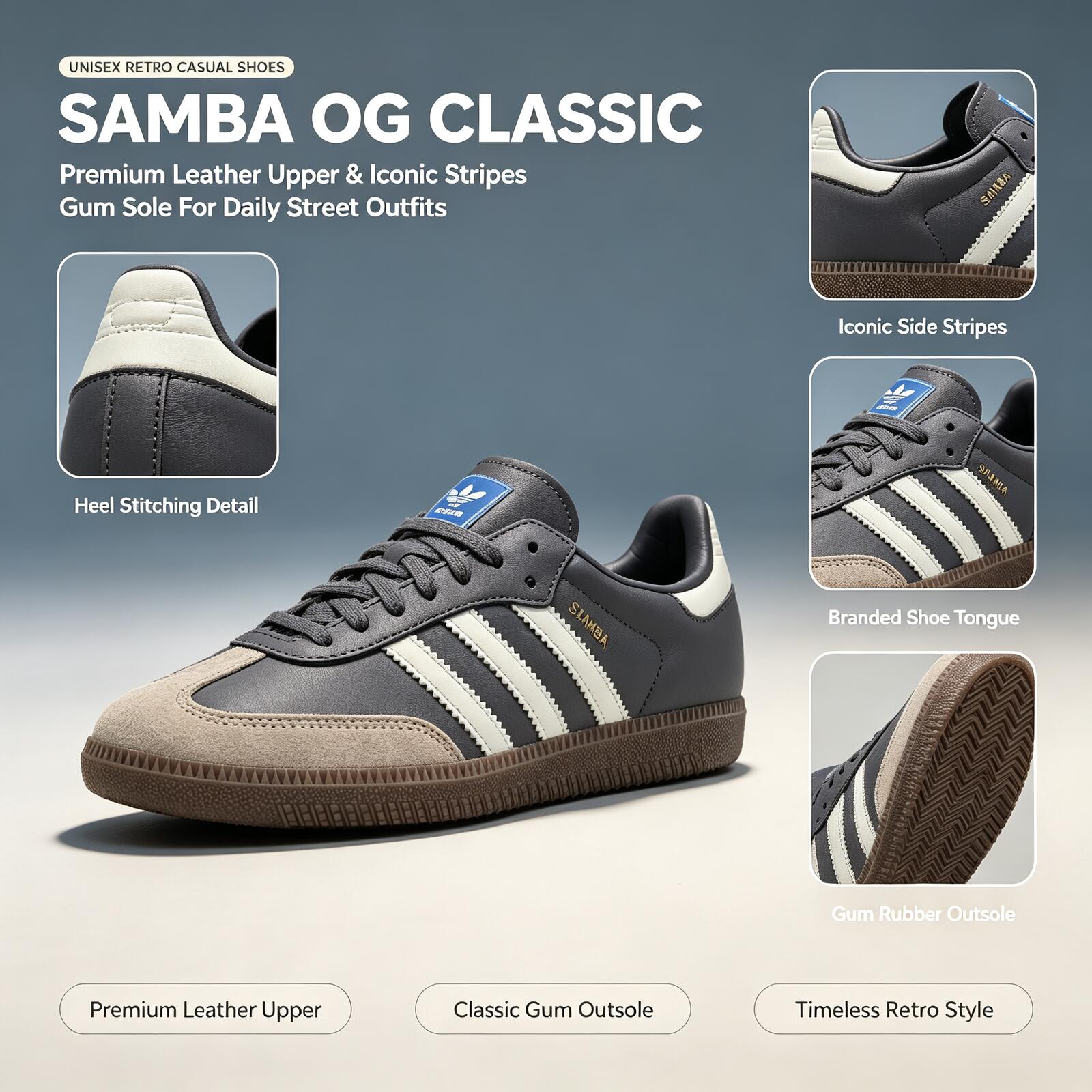 Adidas Shoes Samba - Zapatillas de Skateboard Oficiales Adidas SAMBA
